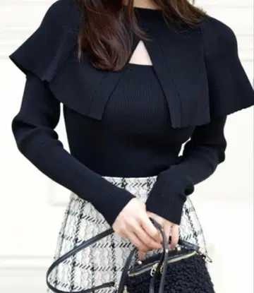 SNIDEL sustainable2way 케이프 니트 풀오버 BLK