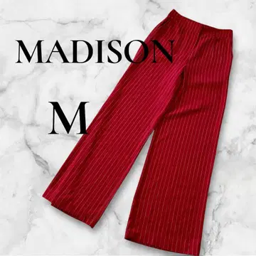 [컨디션 최상] MADISON 스트라이프 와이드 팬츠 M 빨간색