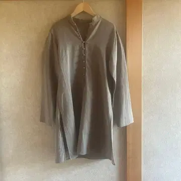 요건 레일 코튼 울 튜닉 원피스