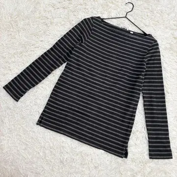 유니클로 보트넥 셔츠 보더 무늬 면 100% 캐주얼 ( M )