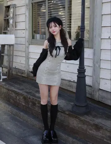 Darich 숏 볼레로 니트 미니 원피스 FREE SIZE