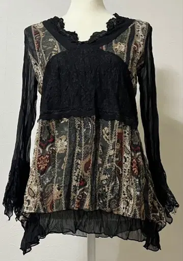 다크 코켓 레이스 블라우스 페어리 그런지풍