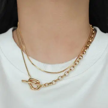 만텔 목걸이 롱 골드