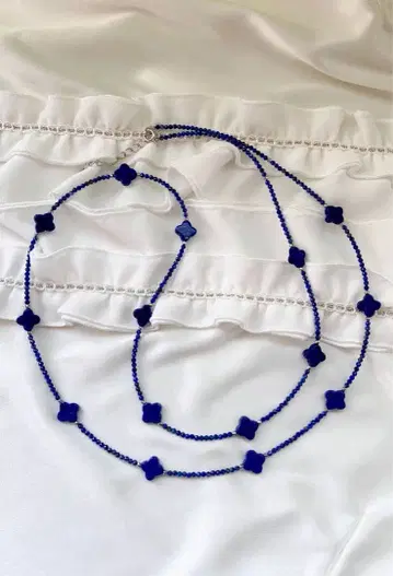 새상품 파랑 마노 목걸이 80cm