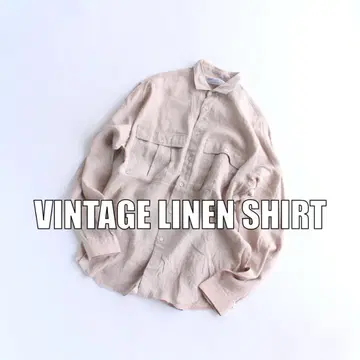 90년대 긴팔 린넨 셔츠 빈티지 구제 의류 [GG0103
