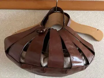 lapu-lapu 가죽 천연 가죽 복조리 핸드백 브라운