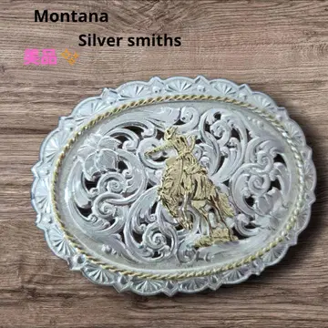 몬타나 실버 스미스 웨스턴 벨트 버클 금 은 투각 조각
