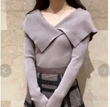 SNIDEL 오프숄더 리브 니트 풀오버