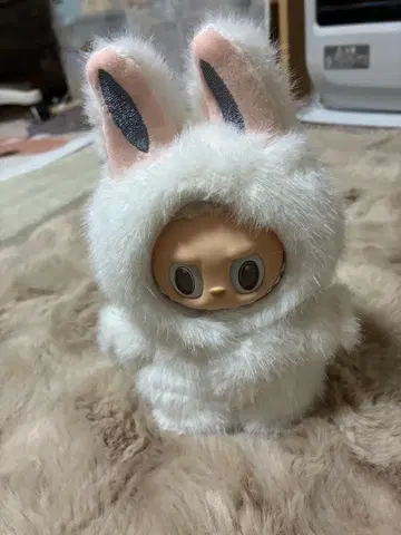 토끼 귀가 달린 퍼 소재 의류