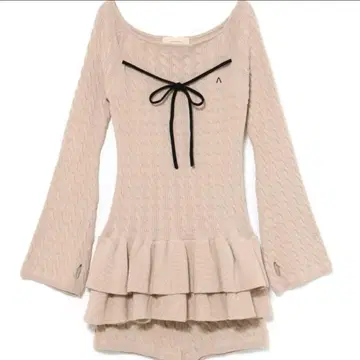 andmary Milky frill mini dress beige