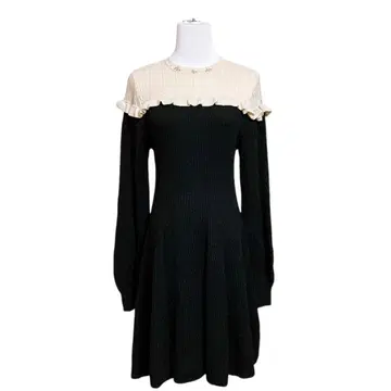 블랙 아이보리 니트 원피스 axes femme