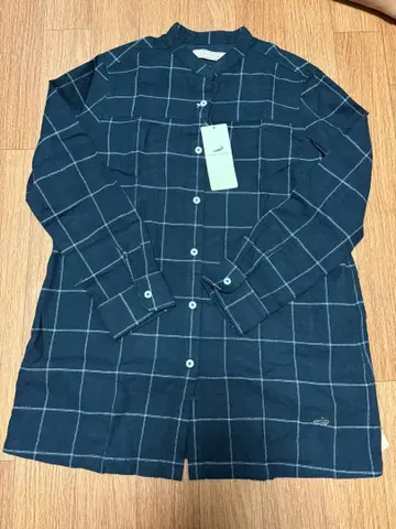 크로커다일 네이비 체크 무늬 긴팔 셔츠 M