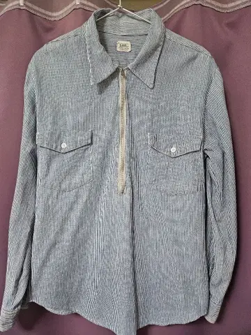 60년대 'Lee' 히코리 하프 지퍼 셔츠