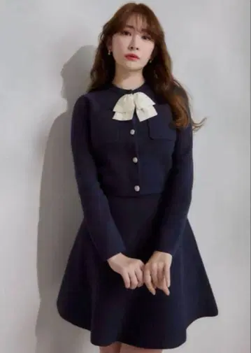 Herlipto 프릴 리본 니트 재킷 세트