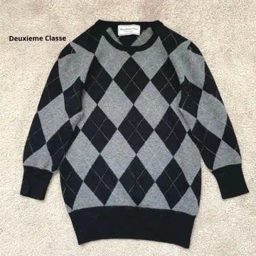 [ 새상품급 ] 도 캐시미어 혼방 니트 아가일 라메 블랙