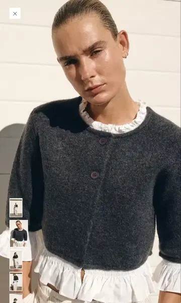 [택 포함 미사용 새상품] ZARA 포플린 콤비 니트 자켓 L