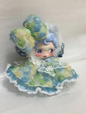 [인형옷] 꽃무늬 원피스 민트 패턴