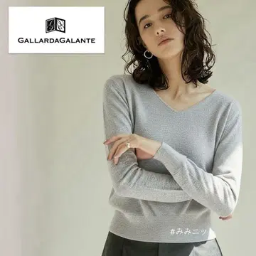 GALLARDAGALANTE 베이직 V넥 풀오버 니트 연한 그레이
