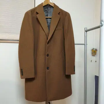 브라운 체스터 코트 울 혼방