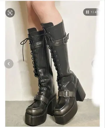 MURUA 레이스업 벨트 롱 부츠 부츠 무루아