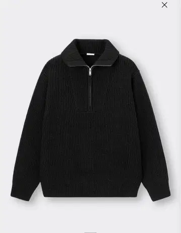 로우 게이지 하프 지퍼 스웨터 블랙