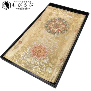 후쿠로 오비 아름다운 꽃무늬 패턴 금실 골드 컬러 O-5659