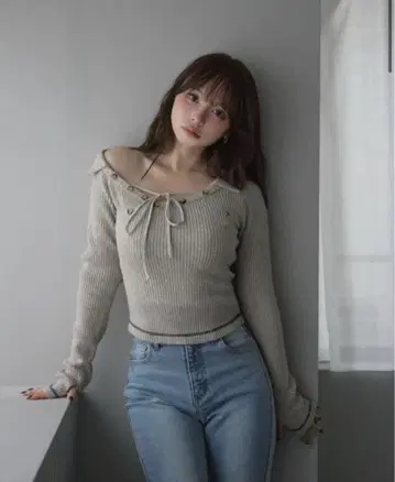 andmary Anita button knit tops