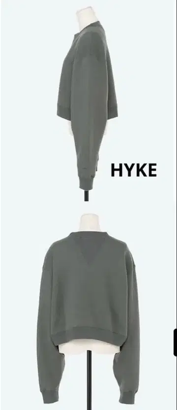 HYKE 크롭 맨투맨 카키