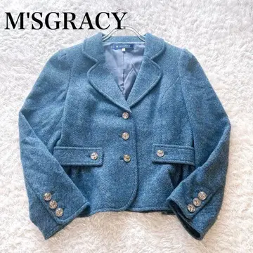 M'S GRACY 자켓 리본 버튼 헤링본 램스울 알파카