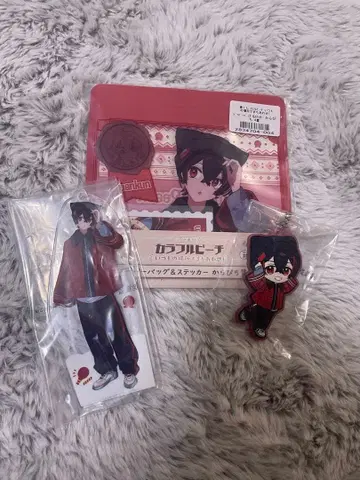 컬러풀 피치 제일복권 유안 아크릴 스탠드 지퍼 러버 참