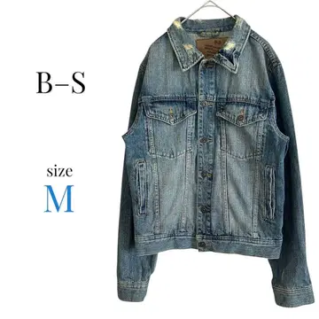 B-S [ M ] 데님 데님 자켓 자켓 빈티지 데미지 가공 블루