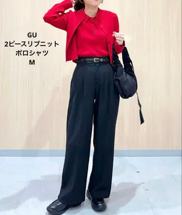 GU [ 미사용 새상품 시착만 한 상품 ] 2피스 리브 니트 피케 셔츠