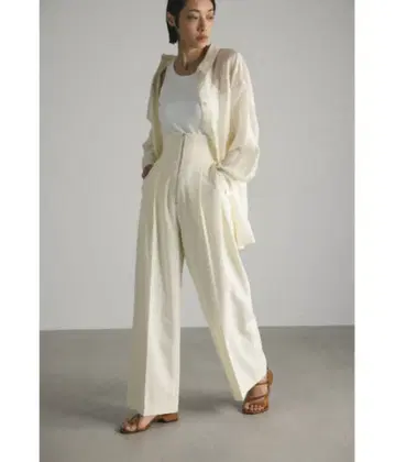 STYLEMIXER 하이웨스트 지퍼 와이드 팬츠