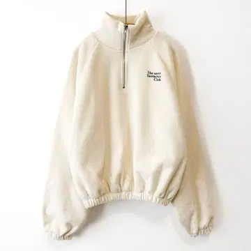 캐널진 El mar 자수 플리스 하이넥 하프 지퍼 상의