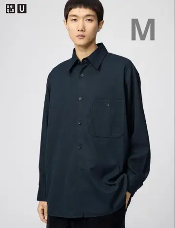 UNIQLO U 트윌 워크 오버 사이즈 셔츠 69 네이비