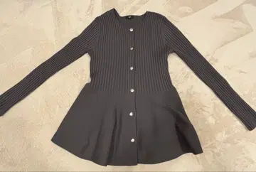 PLST 그레이 페플럼 리브 가디건 S