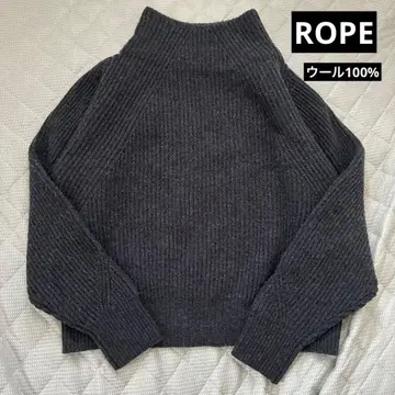 ROPE 울 니트 세탁 가능 다크 그레이 모크넥