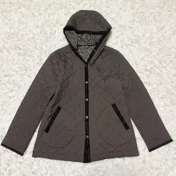 빅 사이즈 뉴요커 충전솜 퀼팅 코트 체크 무늬 후드