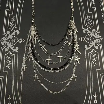 N-004 gunda 계 크로스 목걸이 다중 체인 hyde