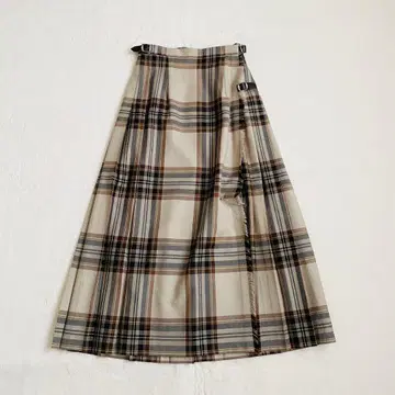 오닐 오브 더블린 체크 롱 스커트 플리츠 스커트 베이지