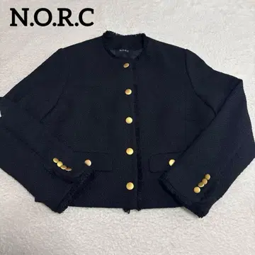 새상품급 노크 트위드 노카라 자켓 골드 버튼 포멀