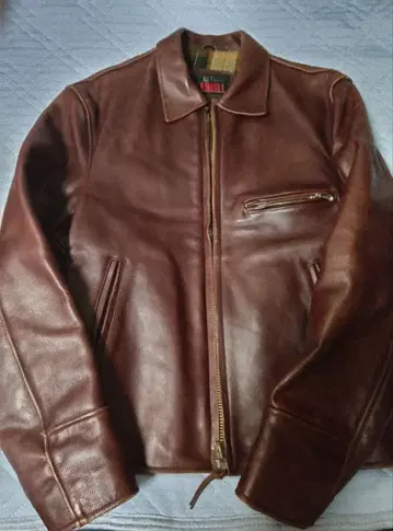 브라운 가죽 싱글 라이더 자켓