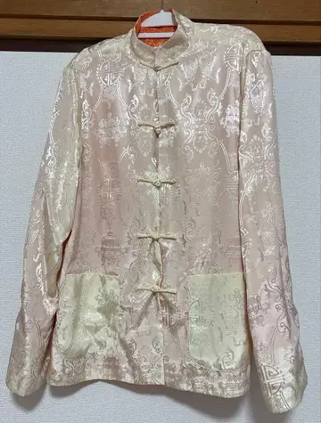 [빈티지] 전면 자수 리버서블 차이나 자켓 화이트 x 오렌지