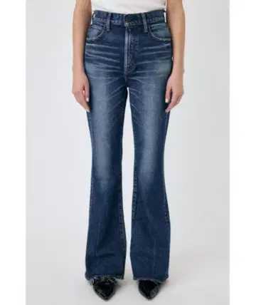 부츠컷 데님 하이웨스트 다크 블루