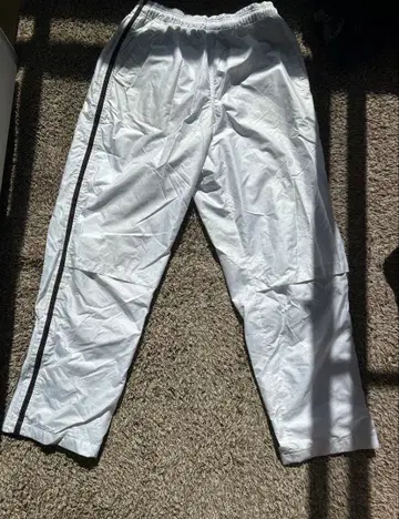 화이트 나일론 팬츠 사이드 스트라이프 윈드 브레이커