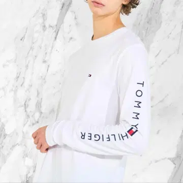 TOMMY 숄더 로고 롱 슬리브 티셔츠 롱티
