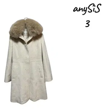 anySiS 퍼 달린 롱 코트 크림색 L 사이즈 상당