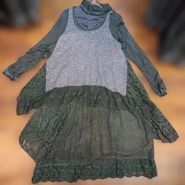 ITALY 제 그린 계열 레이어드 원피스