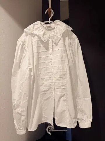 빈티지 코튼 레이스 탈착식 옷깃 셔츠 긴팔 블라우스