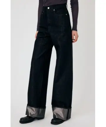 MOUSSY GLITTER DENIM WIDE STRAIGHT 라메 데님